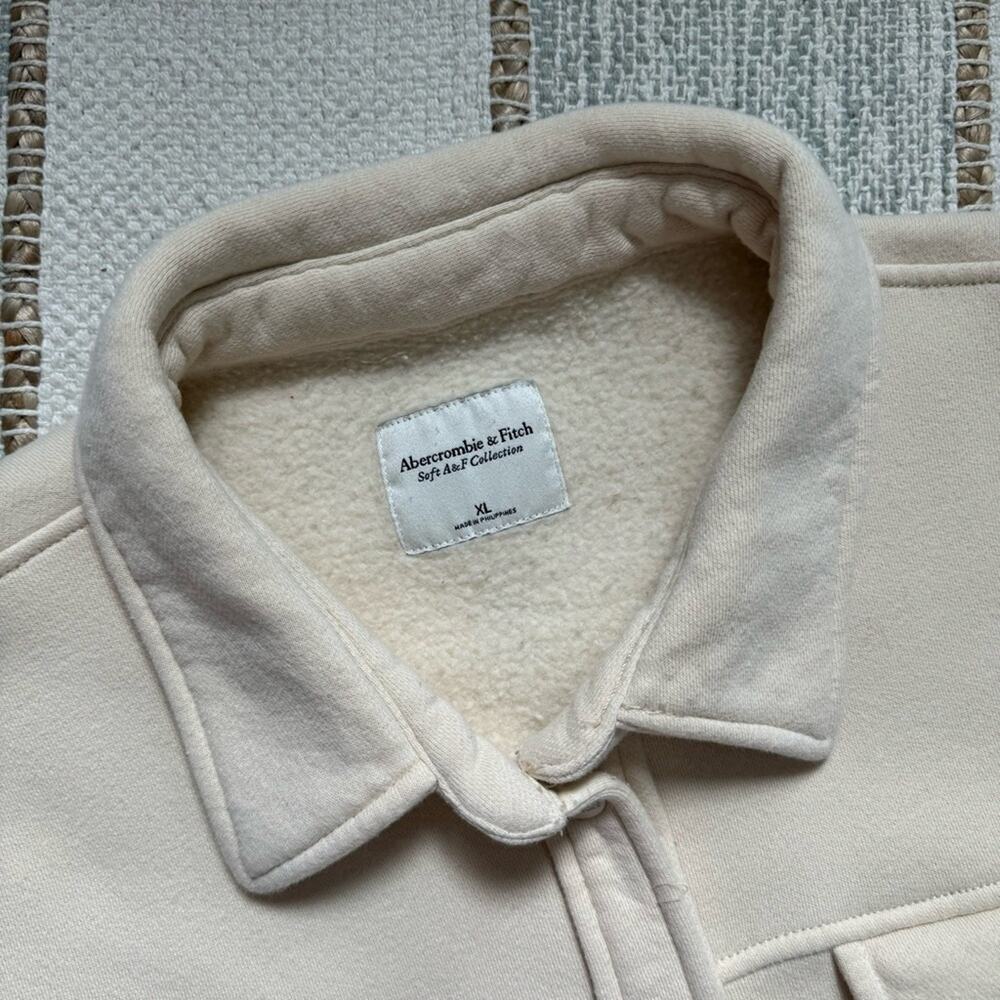 Abercrombie & Fitch Soft A&F Butter Yellow Fleece Lined Snap Shacket Jacket XL - Picture 7 of 8